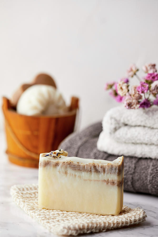 Handmade, Natural Soap Made With Lavender Oil And Aronia Powder #1 Photograph by Natasa Dangubic