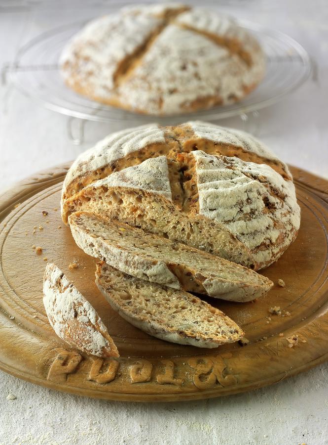 Handmade Sour Dough Wholemeal Bread Made With Rye Flour #1 Photograph by Paul Williams