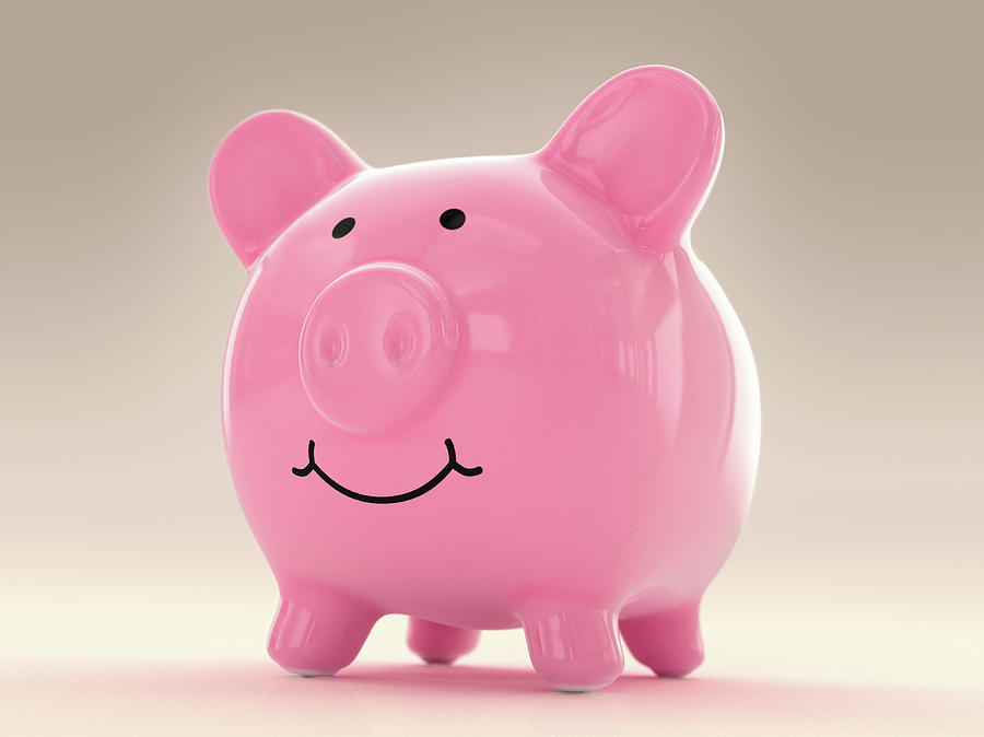 Happy Fat Piggy Bank #1 Photograph by Ikon Images