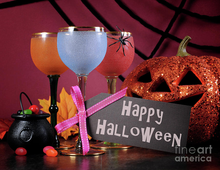 Happy Halloween ghoulish party cocktail drinks #1 Photograph by Milleflore Images