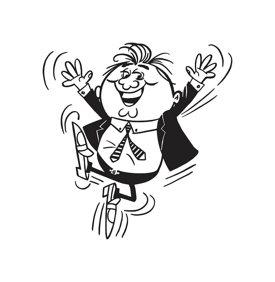 Black And White Drawing - Happy Man #1 by CSA Images