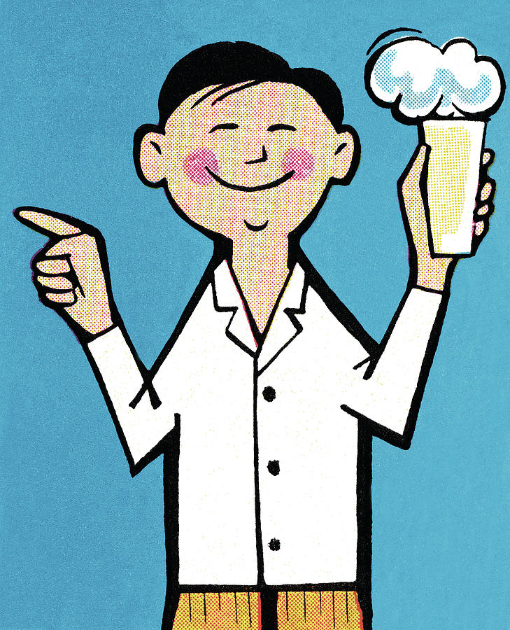 Beer Drawing - Happy Man Drinking #1 by CSA Images