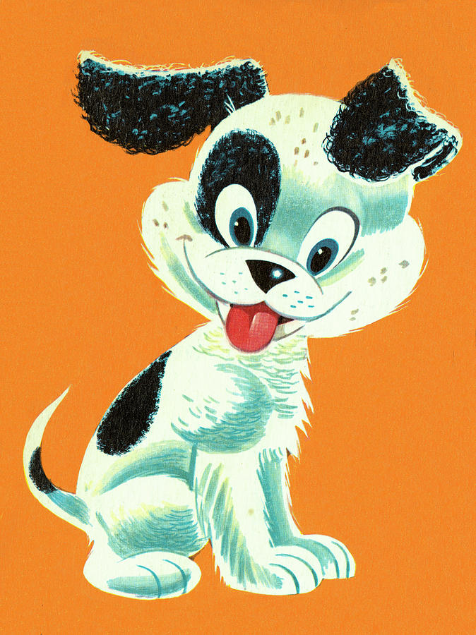 Vintage Drawing - Happy Puppy #1 by CSA Images