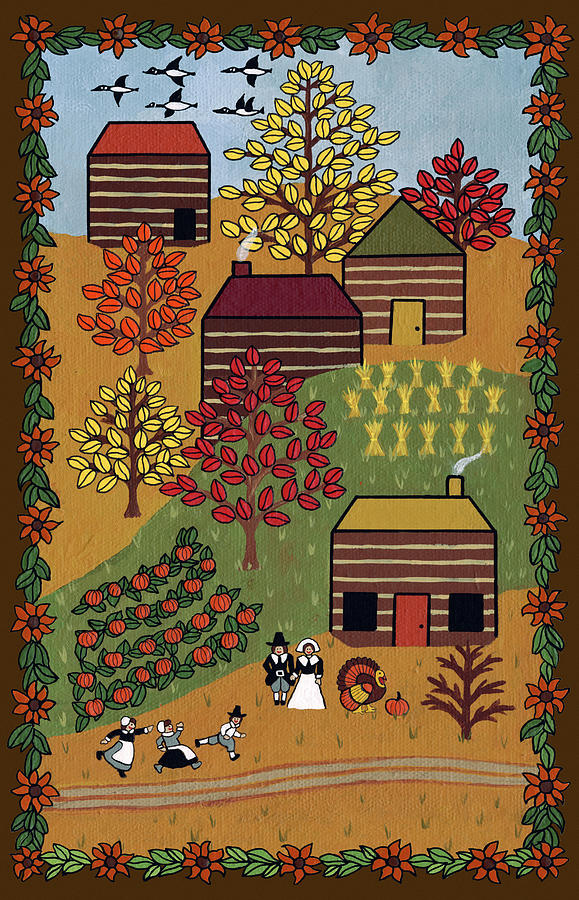 Fall Painting - Happy Thanksgiving #1 by Medana Gabbard