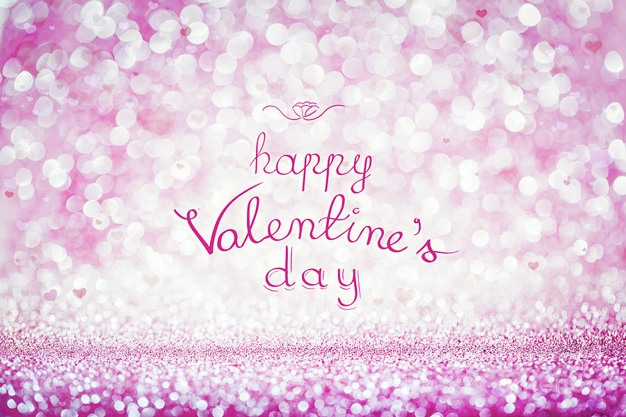 HAPPY VALENTINES DAY writing on pink background #1 Photograph by Michal Bednarek