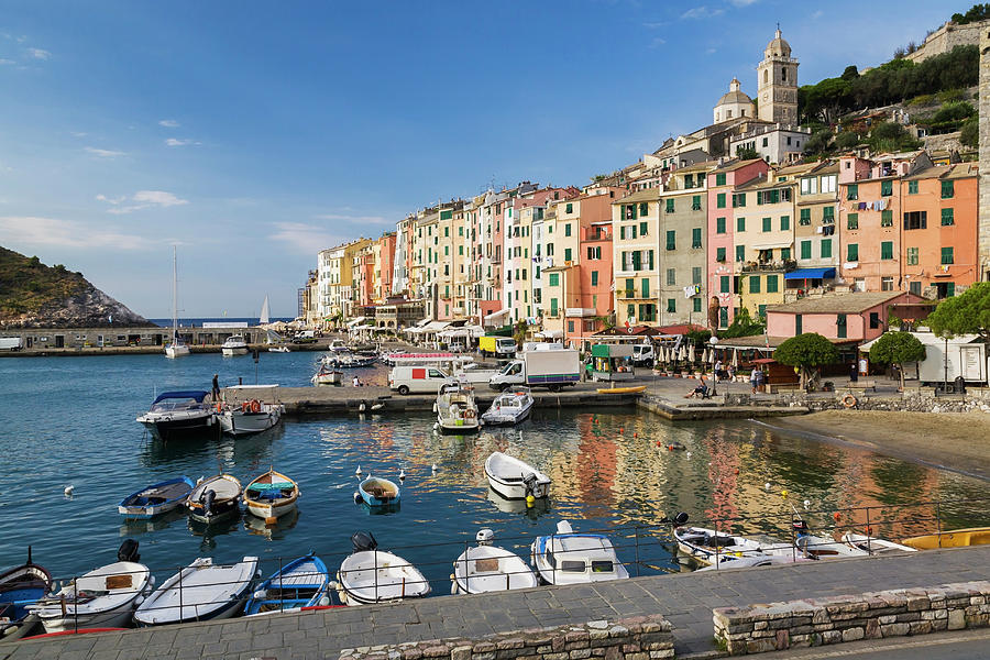 Harbour And Colourful Apartment Building Facades, Portovenere, La Spezia, Italy Digital Art by ...