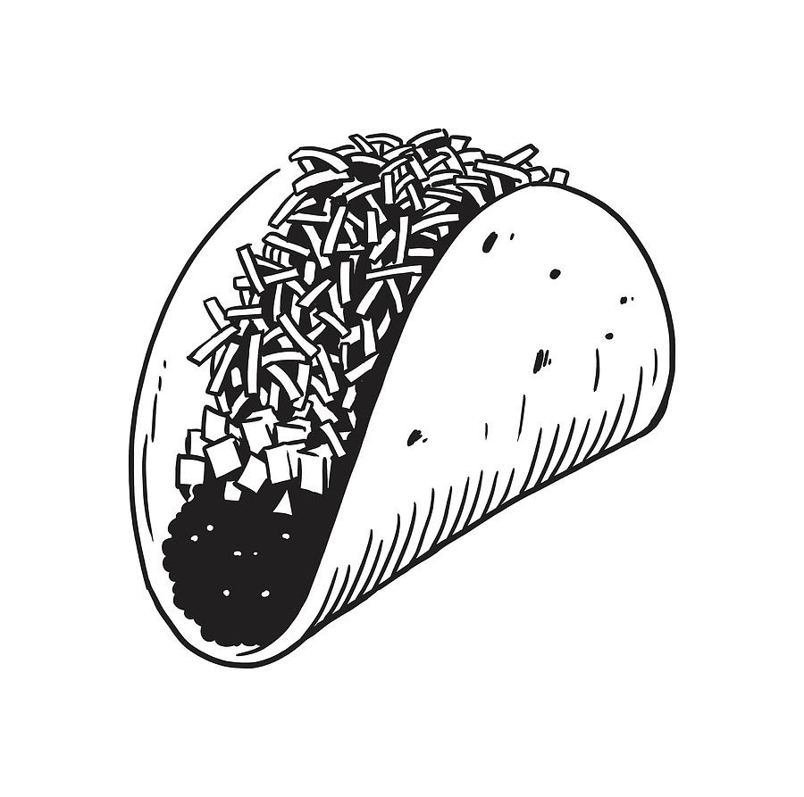 tacos clipart black and white