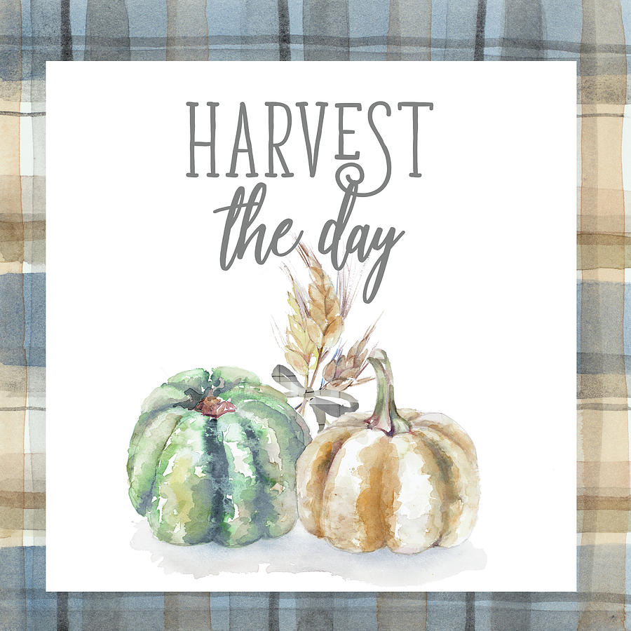 Thanksgiving Mixed Media - Harvest Inspiration With Plaid Border I #1 by Lanie Loreth