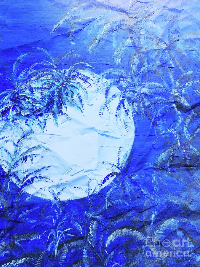 Hawaiian Blue Moon Textured Painting by Michael Silbaugh