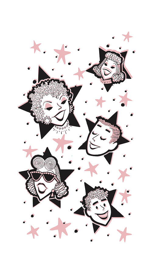 Broadway Drawing - Heads Outlined with Stars #1 by CSA Images