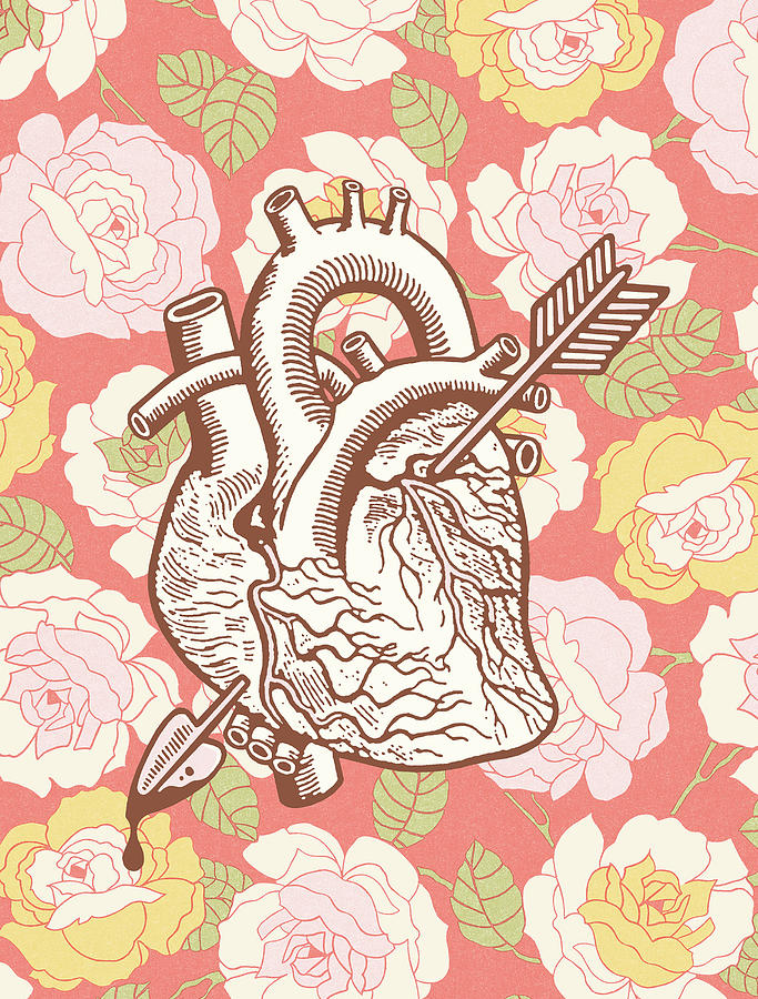 Vintage Drawing - Heart with arrow #1 by CSA Images