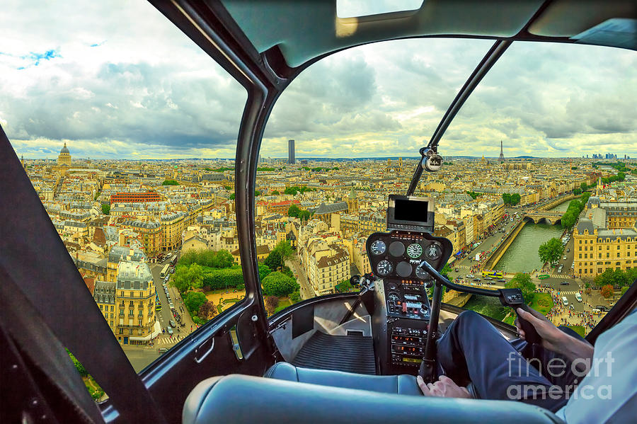 Helicopter Notre Dame skyline #1 Photograph by Benny Marty