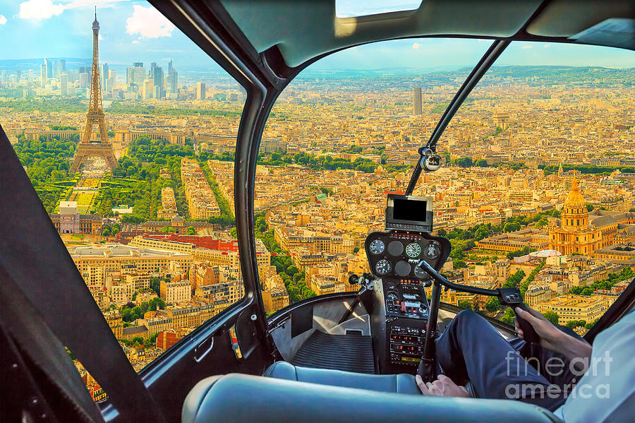 Helicopter panorama of Paris #1 Photograph by Benny Marty