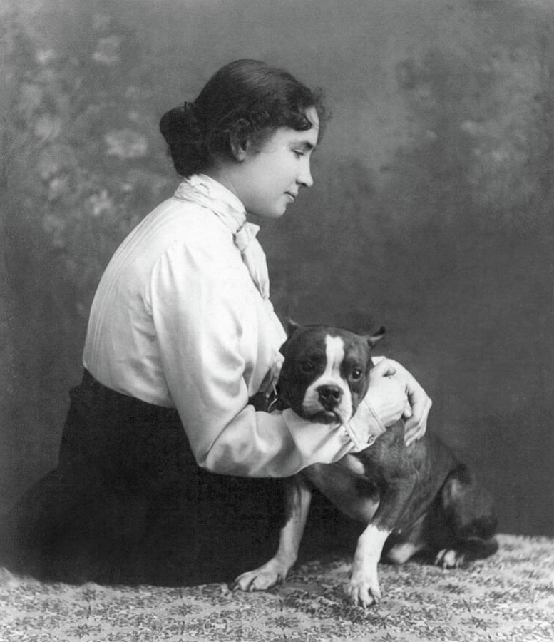 Hellen Keller With Dog, 1902 #1 Photograph by Science Source