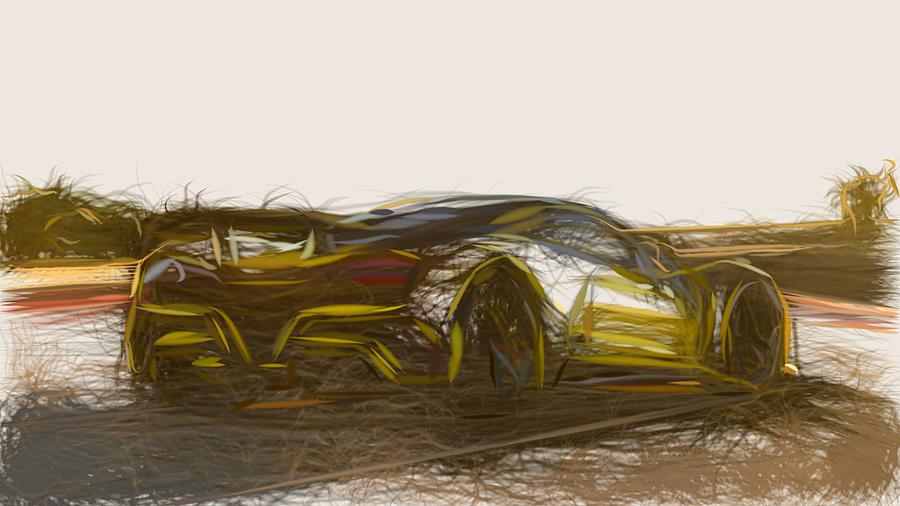 Hennessey Venom F5 Drawing #2 Digital Art by CarsToon Concept