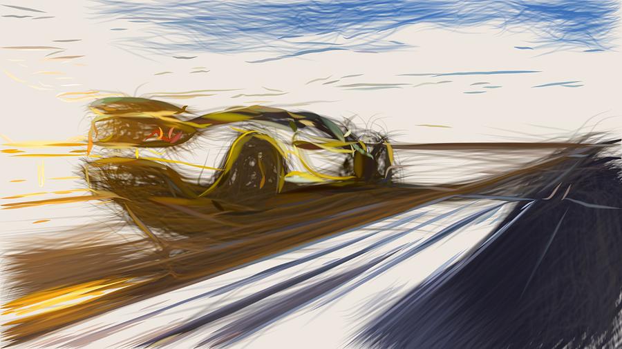 Hennessey Venom GT Spyder Draw #2 Digital Art by CarsToon Concept