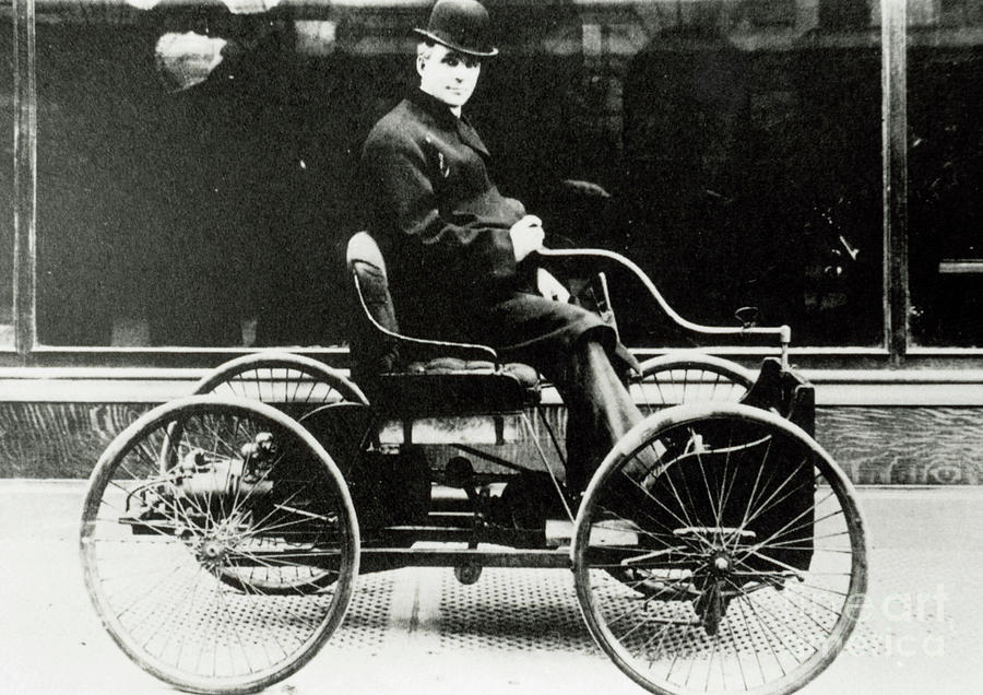 Henry Ford Riding On His 1896 Motor Quadricycle #1 Photograph by Science Photo Library
