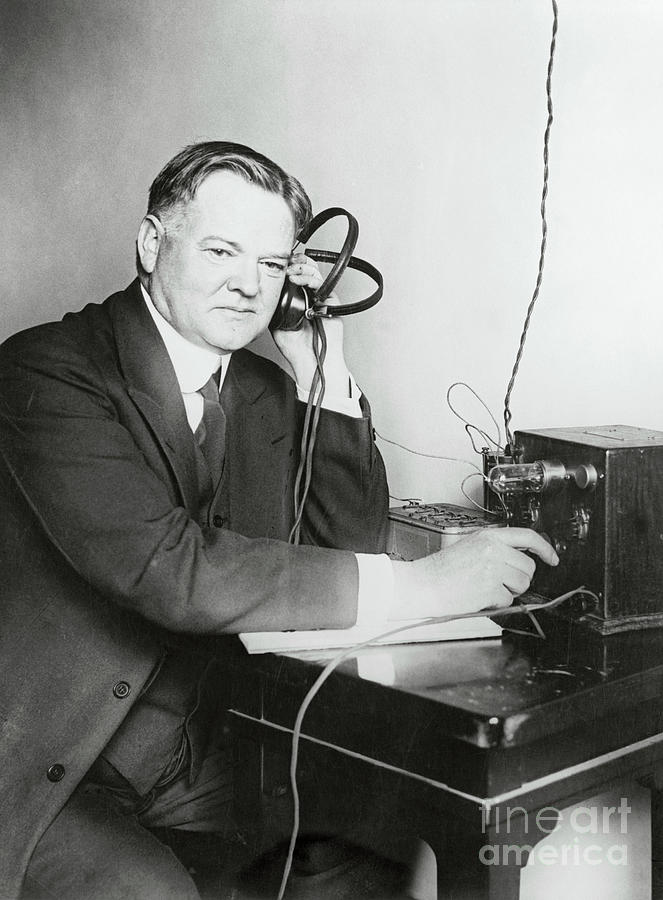 Herbert Hoover Listening To Radio #1 Photograph by Bettmann
