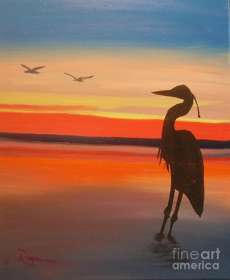 Heron -096 Painting by Raymond G Deegan