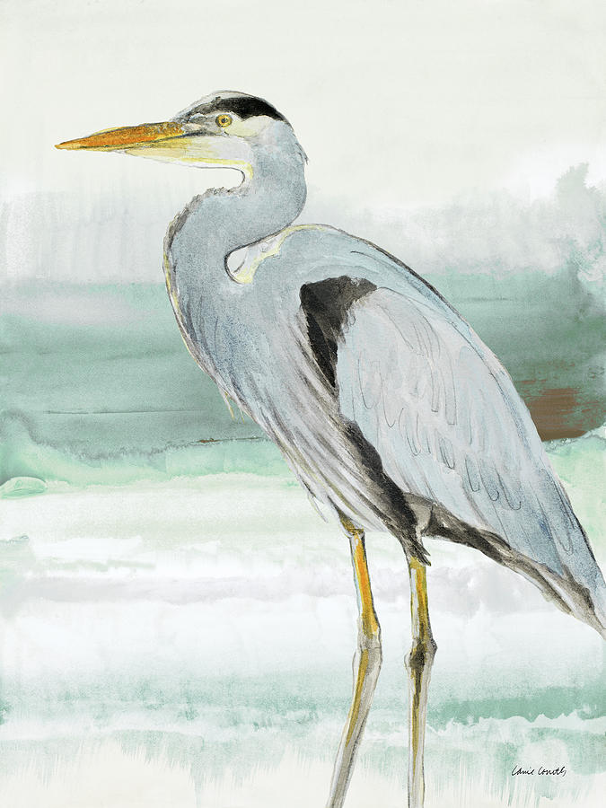 Heron Painting - Heron On Seaglass  I #1 by Lanie Loreth