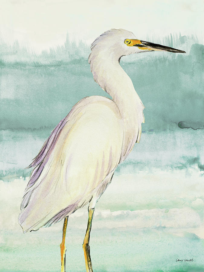 Heron Painting - Heron On Seaglass II #1 by Lanie Loreth