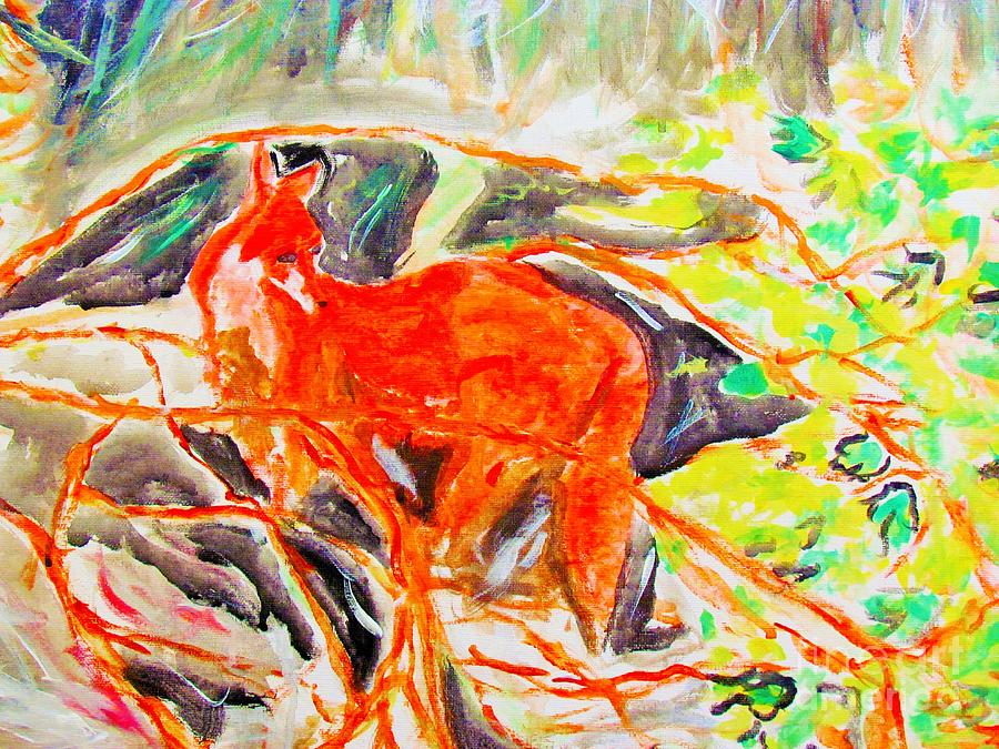 Hidden Fox #1 Painting by Stanley Morganstein