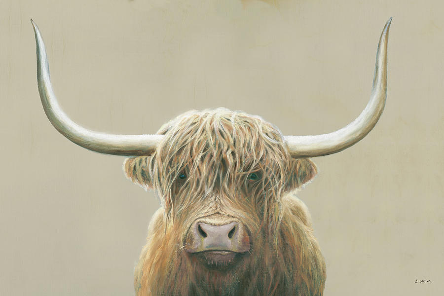 Animal Mixed Media - Highland Cow Neutral #1 by James Wiens
