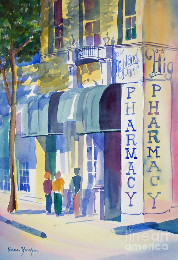 Highland Park Pharmacy Painting by Liana Yarckin