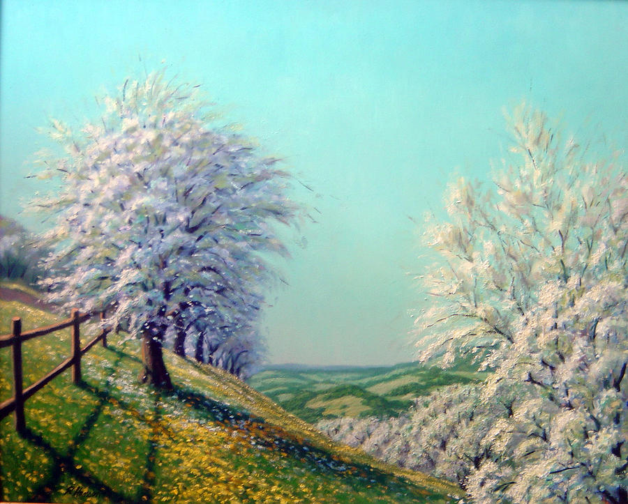 Hillside Orchard Painting by Rick Hansen