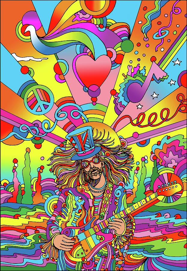 Music Digital Art - Hippie Musician 3 #1 by Howie Green