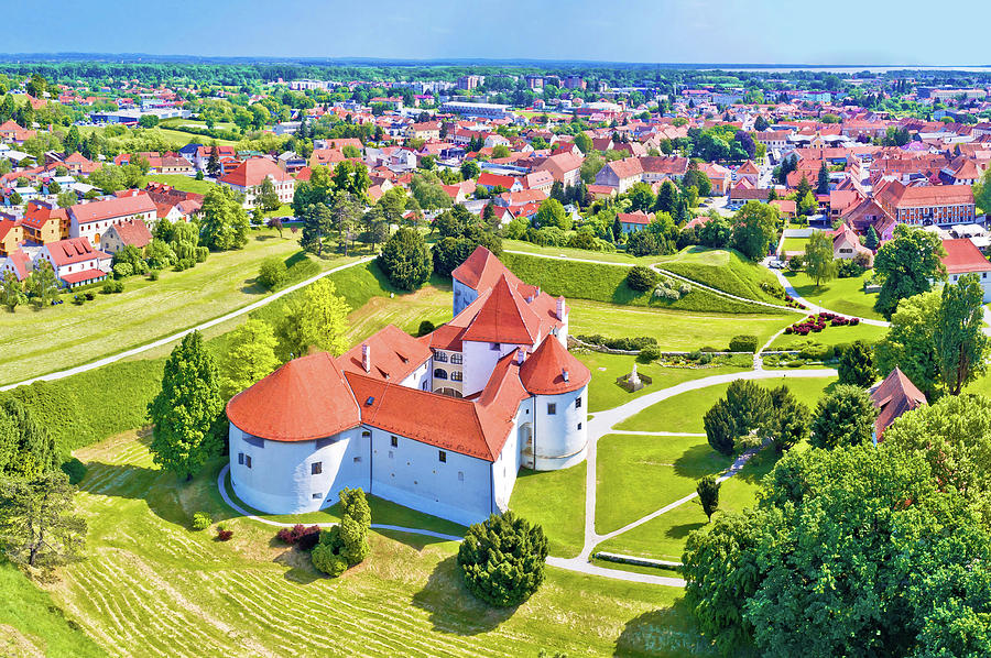 Historic town of Varazdin aerial panoramic view #1 Photograph by Brch Photography