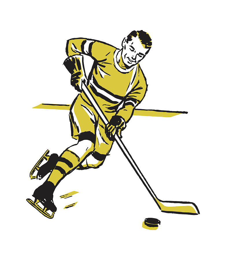 Hockey Drawing - Hockey Player on Ice #1 by CSA Images