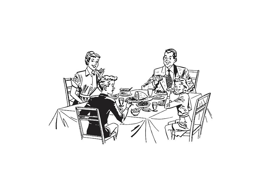 Holiday Dinner with Small Family #1 Drawing by CSA Images - Pixels