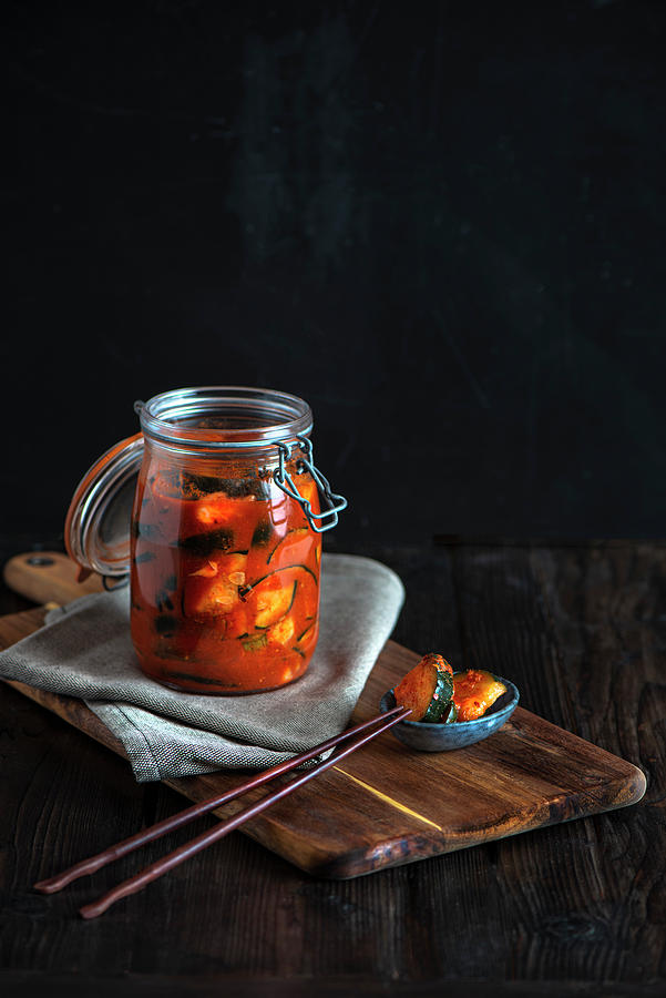 Homemade Korean Fermented Courgette Kimchi #1 Photograph by Jamie Watson