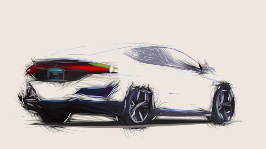 Honda FCV Draw #1 Digital Art by CarsToon Concept