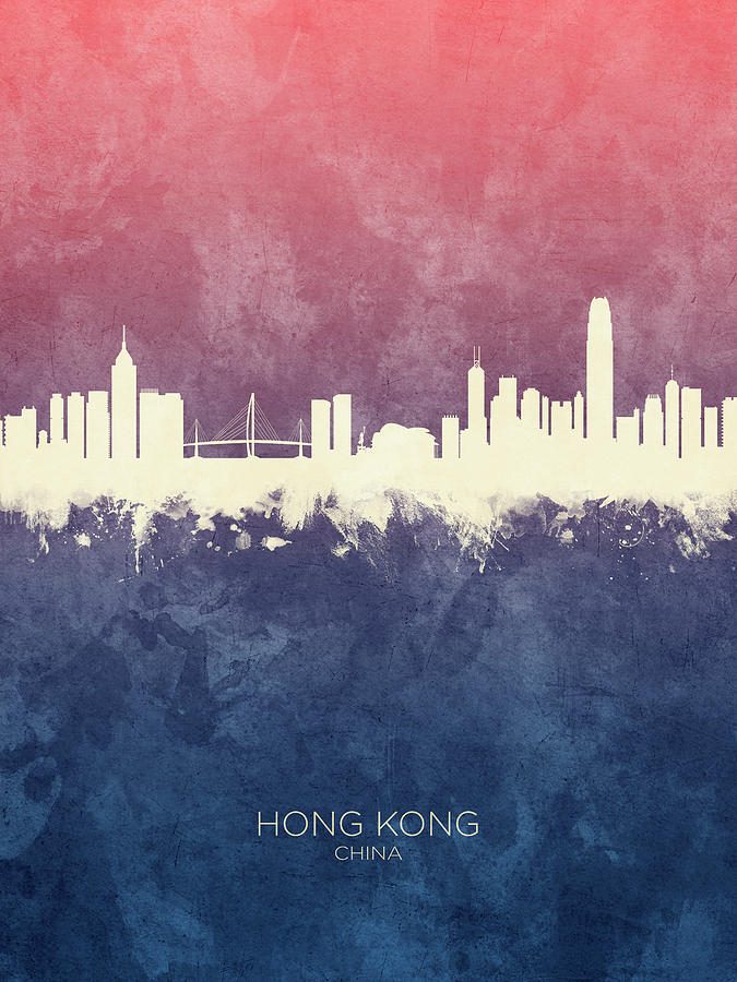 Hong Kong Digital Art - Hong Kong China Skyline #1 by Michael Tompsett