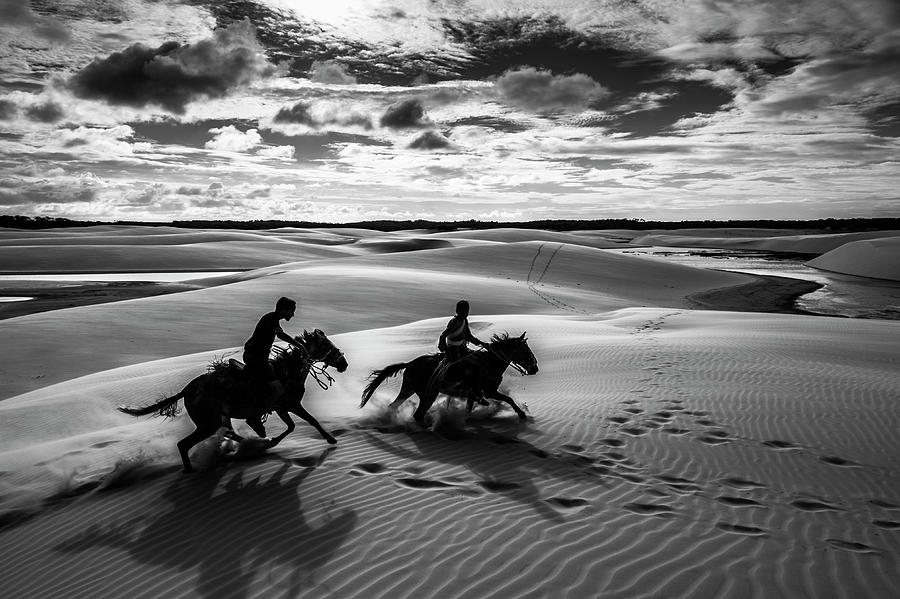Horseback Riding On Sand Dunes #1 Digital Art by Giordano Cipriani