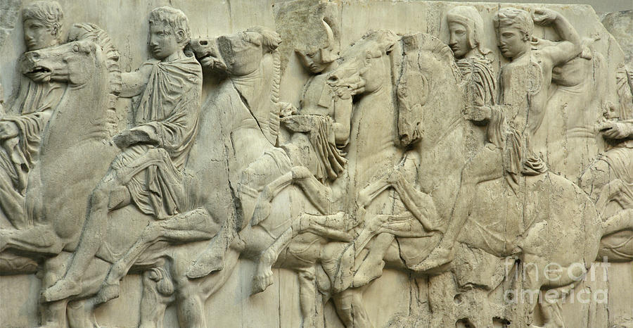 Greek Photograph - Horsemen Of The Parthenon Marbles. #1 by David Parker/science Photo Library