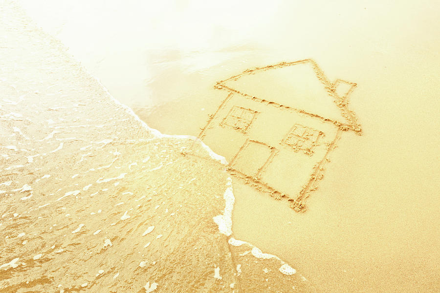 Nature Digital Art - House In Sand Washed Away By Waves #1 by Dan Brownsword