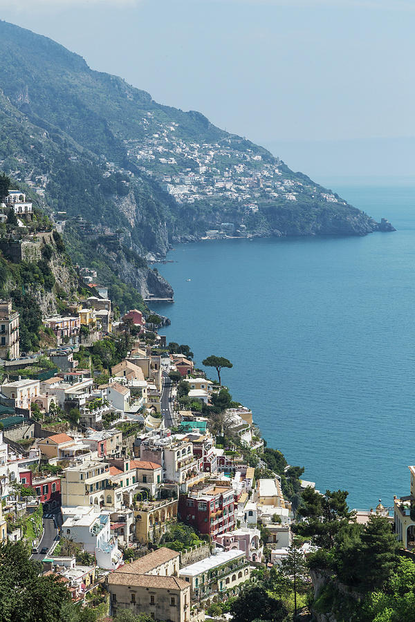 Houses On Hillside, Positano, Amalfi Peninsula, Campania, Italy Digital ...