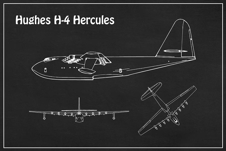 Hughes H-4 Hercules Spruce Goose - Airplane Blueprint. Drawing Plans for  the Hughes H-4 Hercules #1 by StockPhotosArt Com