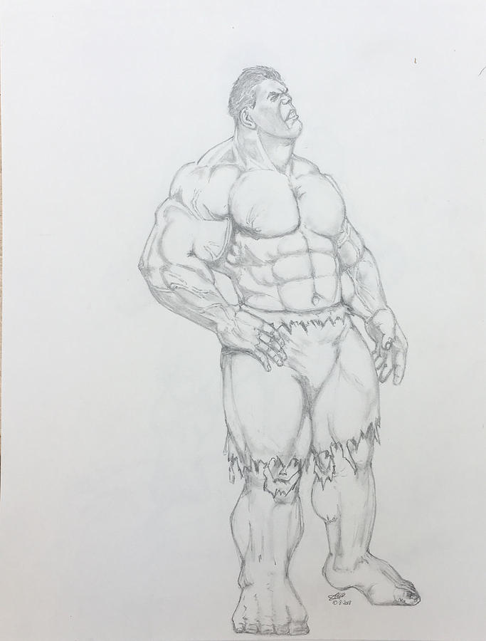 Hulk ... contemplating therapy. Pencil warmup/study on 110lb 8.5