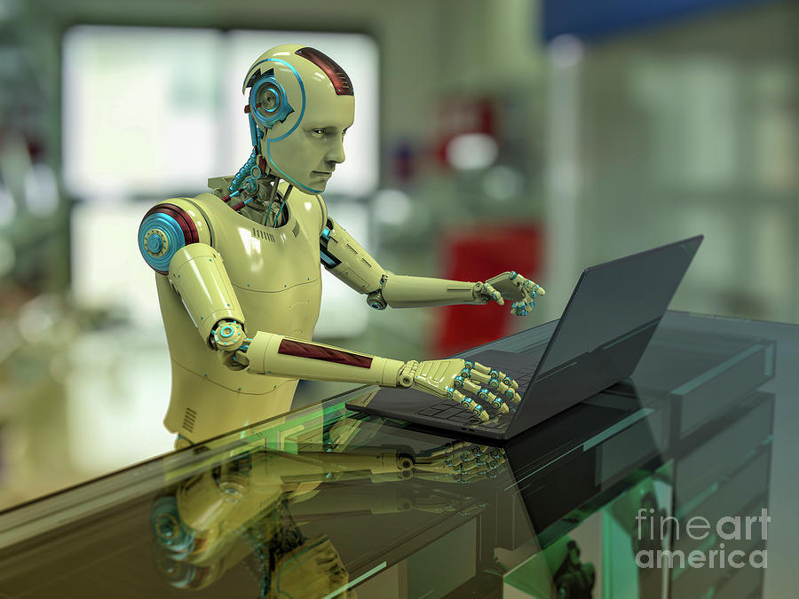 Humanoid Robot Working With Laptop #1 Photograph by Kateryna Kon/science Photo Library