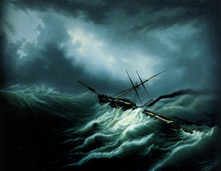 Hubert Sattler Painting - Hurricane on the North Sea  by Hubert Sattler