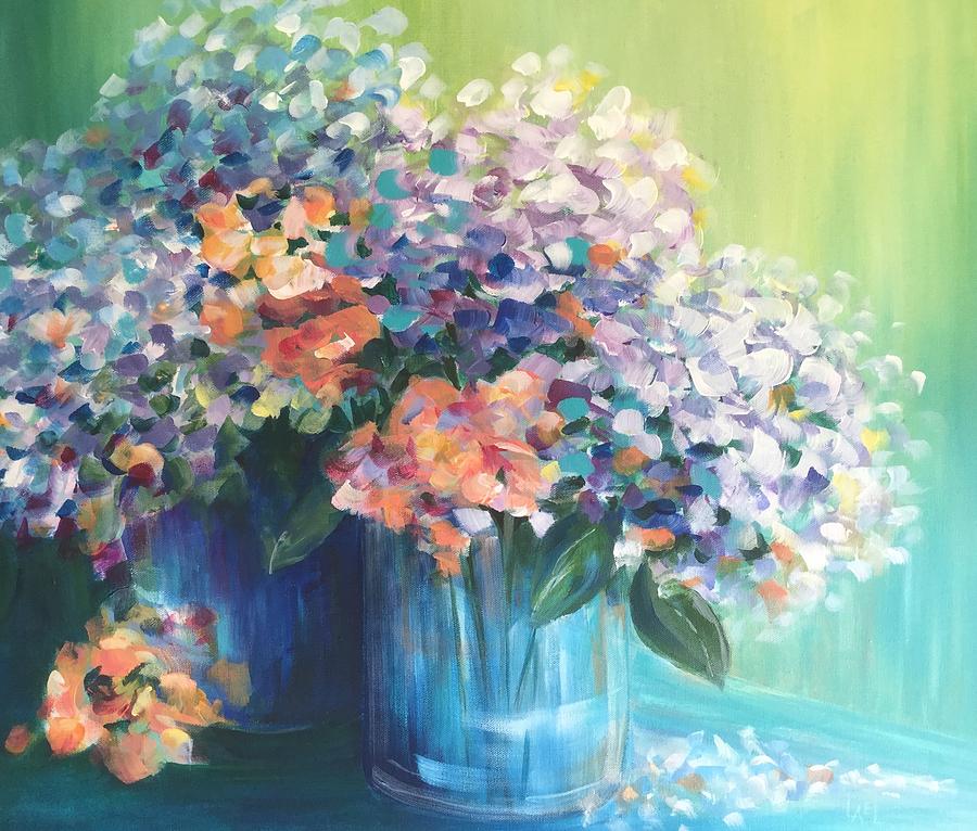Hydrangeas #1 Painting by Lael Rutherford