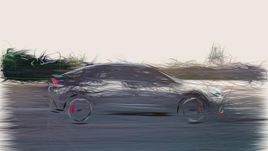 Hyundai i30 Fastback N Drawing #2 Digital Art by CarsToon Concept