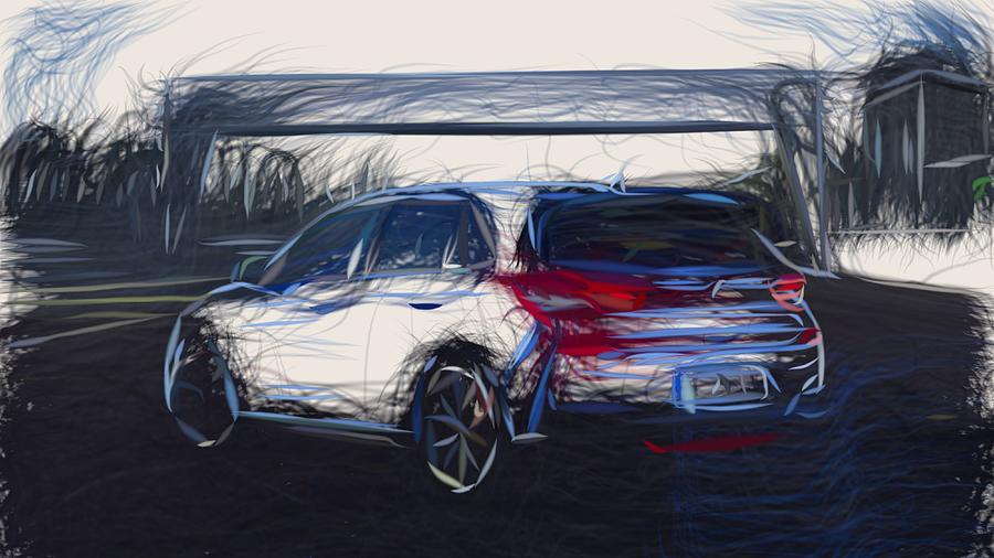 Hyundai i30 N Drawing #2 Digital Art by CarsToon Concept