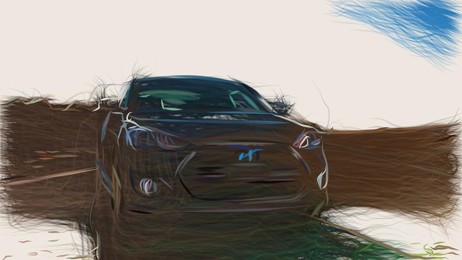 Hyundai Veloster Turbo Draw #2 Digital Art by CarsToon Concept