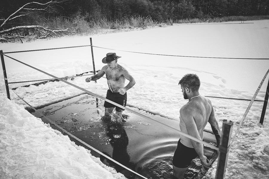 Ice Bathing #1 Photograph by Alex Ogazzi