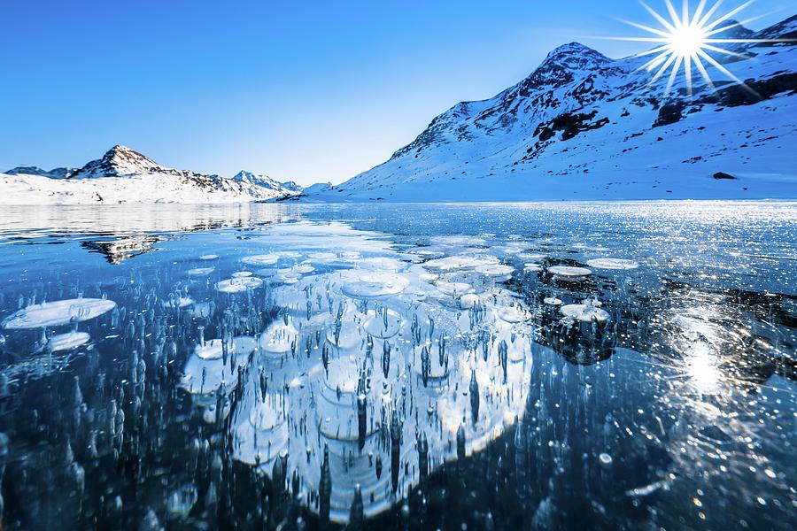 Ice Bubbles In Frozen Lake #1 Digital Art by Lucie Debelkova